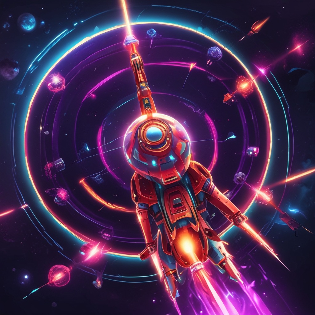 Space shooter game with neon effects